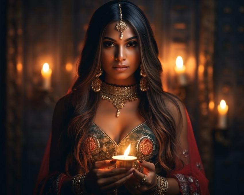 Candlelit Beauty in Traditional Dress Candlelit Beauty in Traditional Dress