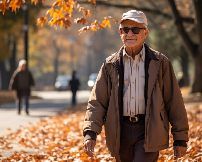 An elderly gentleman in the town park An elderly gentleman in the town park