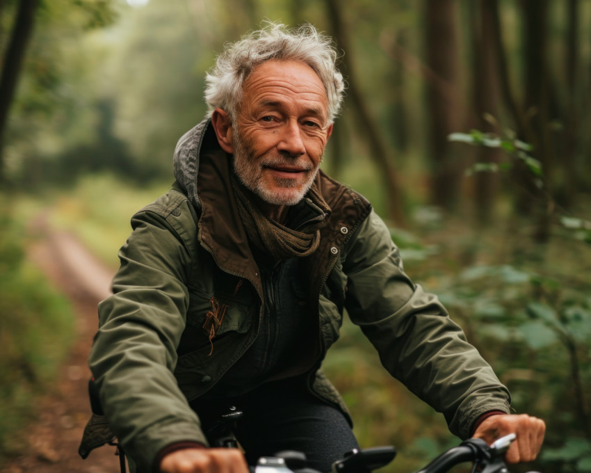 Senior man riding cycle Senior man riding cycle