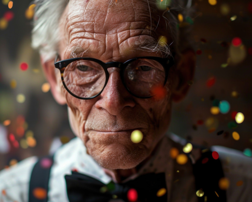 An older gentleman with glasses and a fancy bow tie An older gentleman with glasses and a fancy bow tie