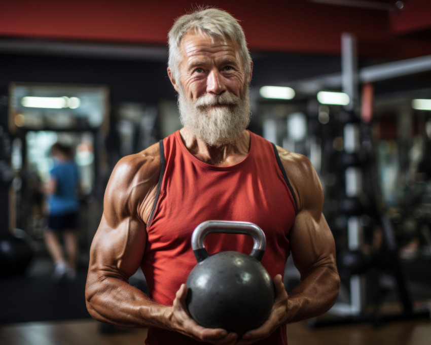 Senior man engaged in gym fitness Senior man engaged in gym fitness