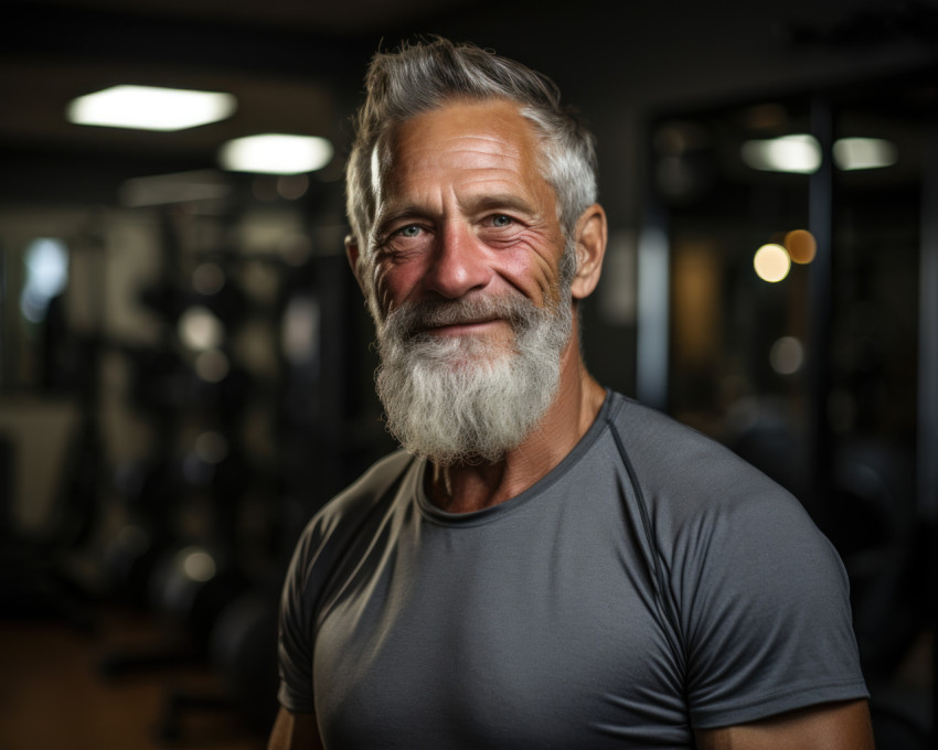 Elderly man in his gym