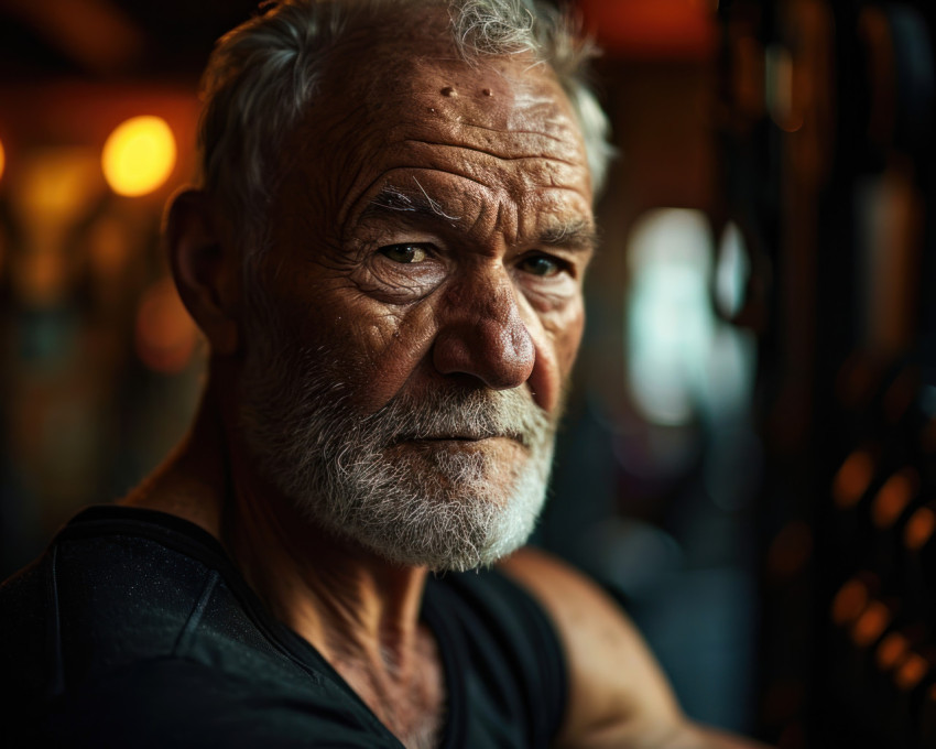 A fit grandpa in the gym A fit grandpa in the gym