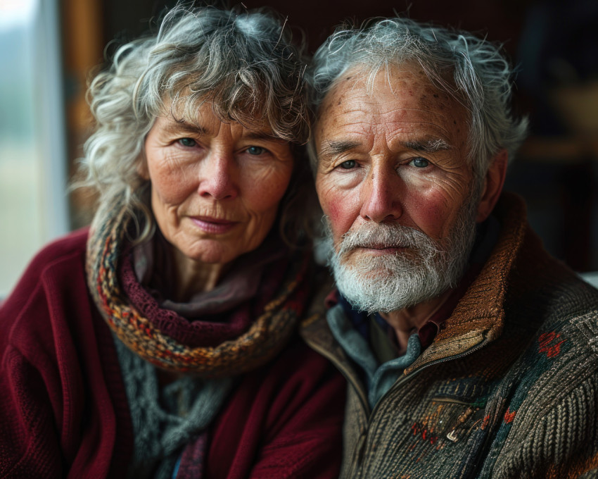 Elderly couple relaxing on couch Elderly couple relaxing on couch