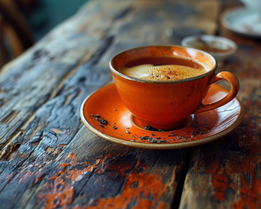Orange tea on a wooden table