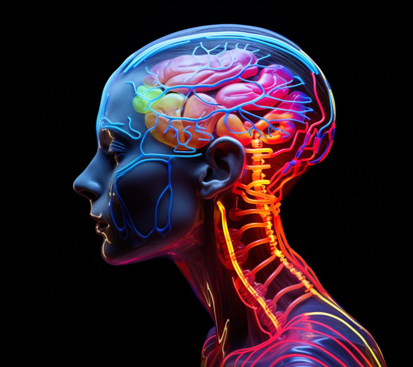 A robot human image with blue star like lights in the head stock A robot human image with blue star like lights in the head stock