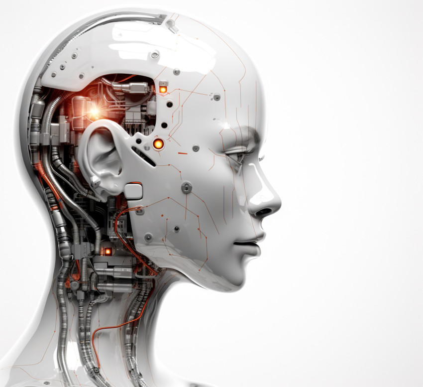 An inhuman robot on isolate white background An inhuman robot on isolate white background