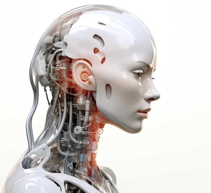 A robotic figure that is not humanoid, on a blue background A robotic figure that is not humanoid, on a blue background