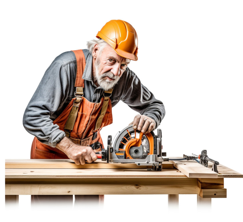 Male carpenter on white background Male carpenter on white background