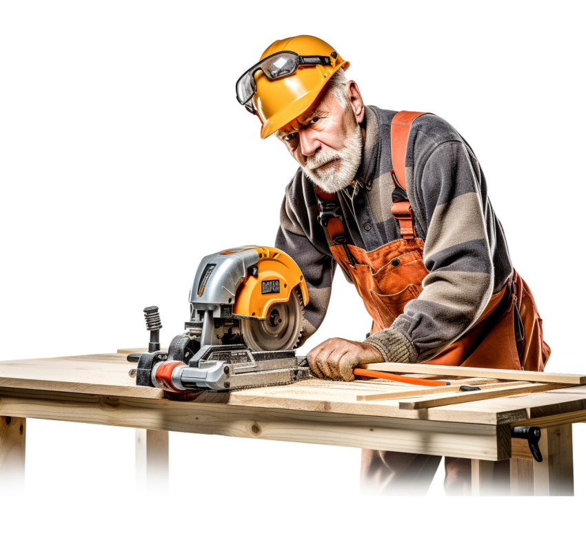 Male carpenter on white background Male carpenter on white background
