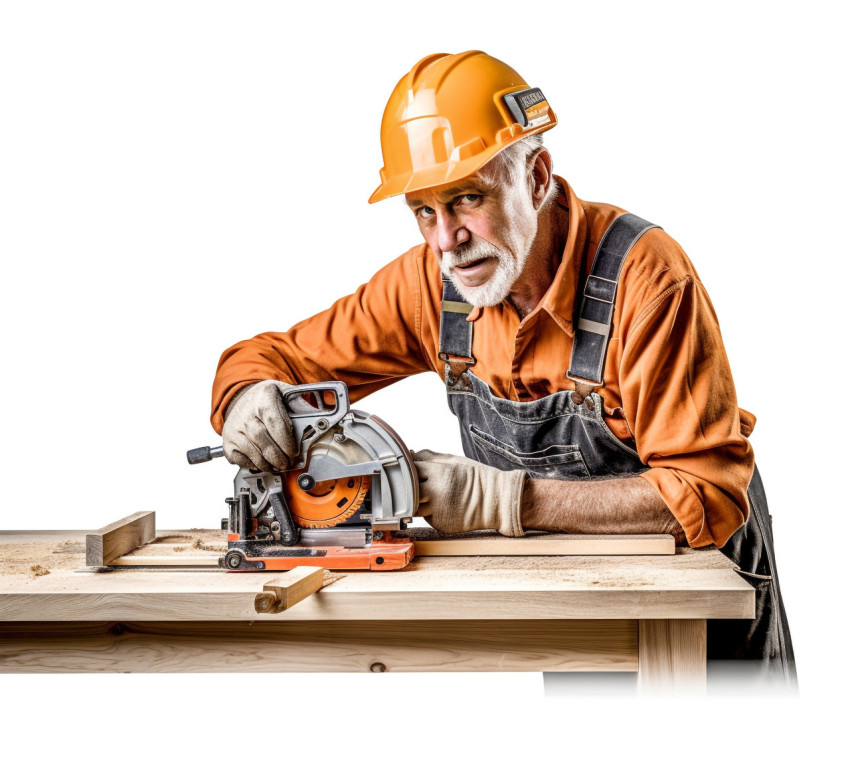 Male carpenter on white background Male carpenter on white background