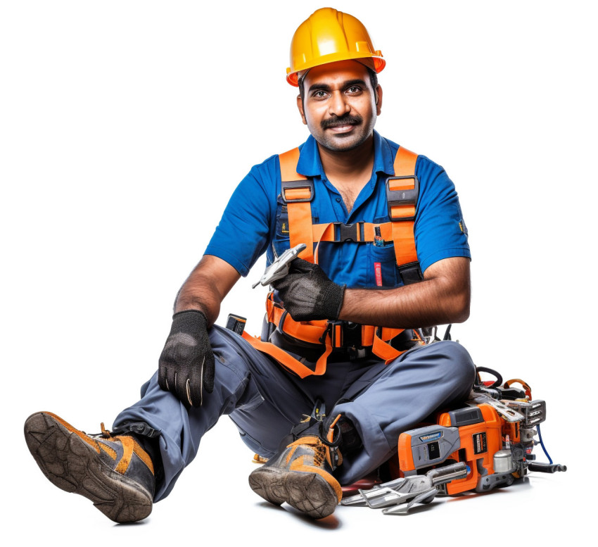 Indian electrician isolated on white Indian electrician isolated on white
