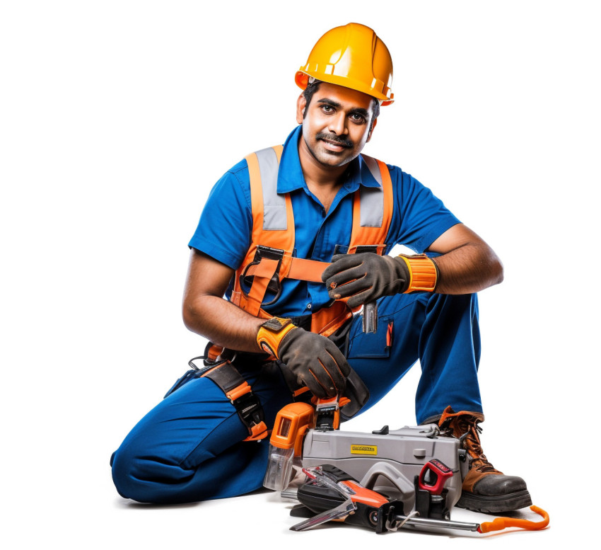 Indian electrician isolated on white Indian electrician isolated on white