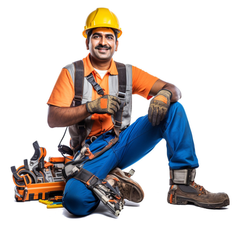 Indian electrician isolated on white Indian electrician isolated on white