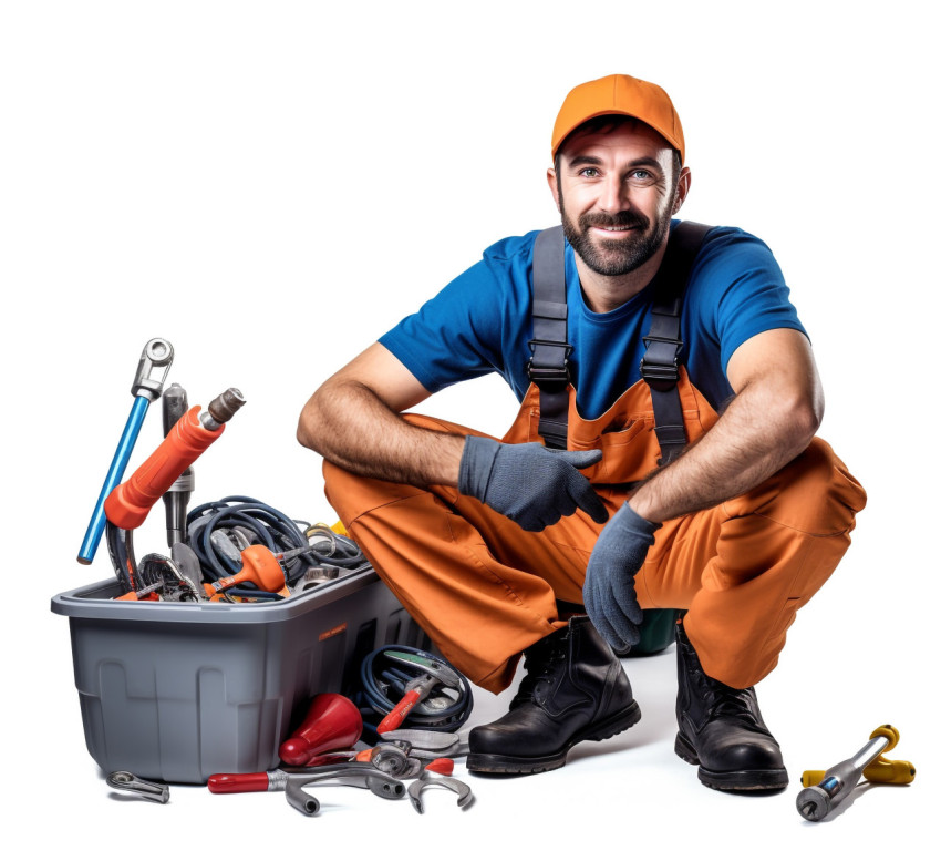 Plumber in white uniform isolated on white background Plumber in white uniform isolated on white background