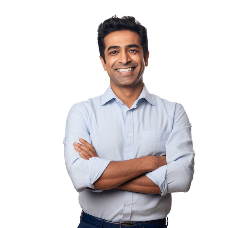 Indian glazier smiling and posing on white background Indian glazier smiling and posing on white background