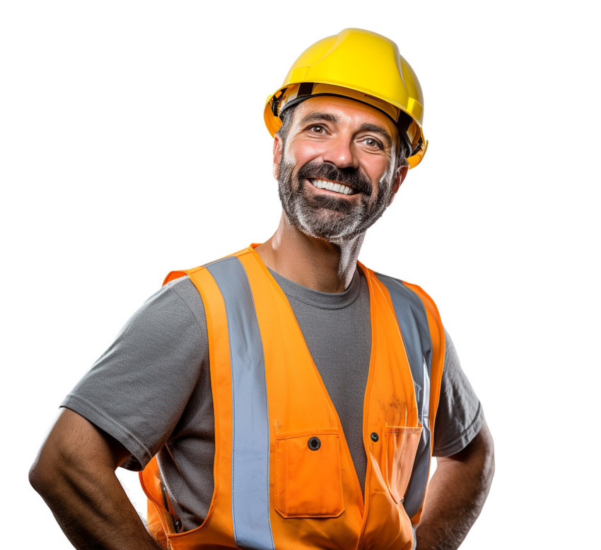 Smiling construction worker isolated on white Smiling construction worker isolated on white