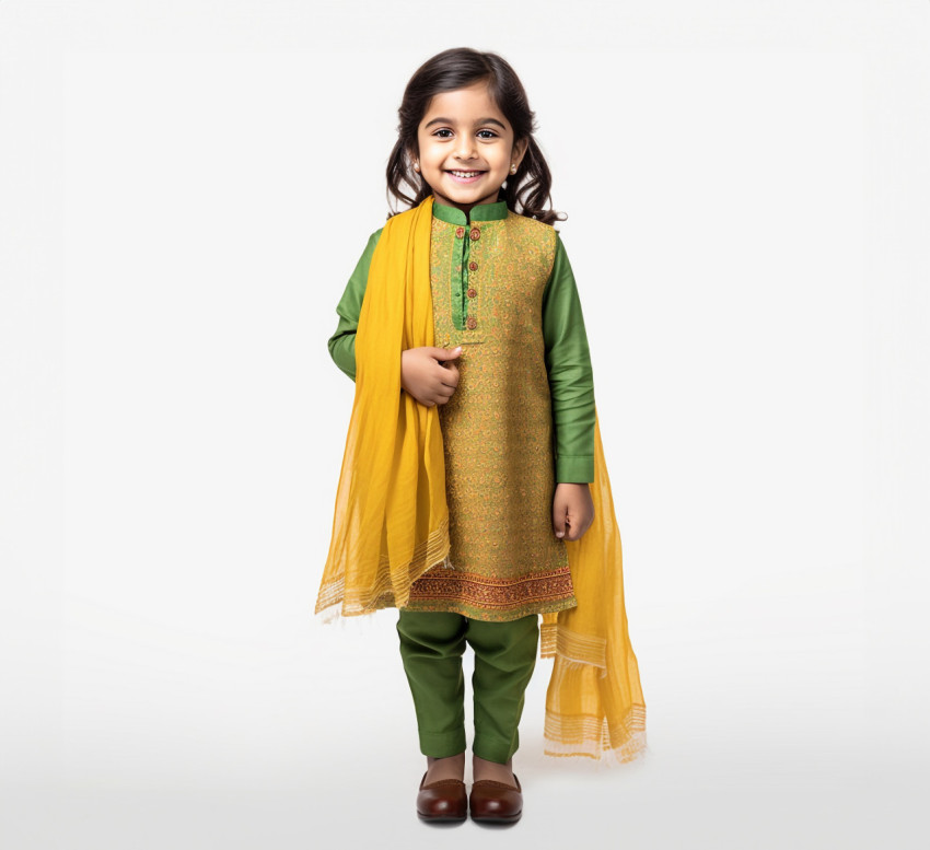 Indian female preschooler on white background Indian female preschooler on white background