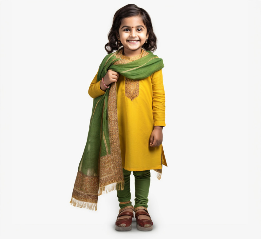 Indian female preschooler on white background Indian female preschooler on white background