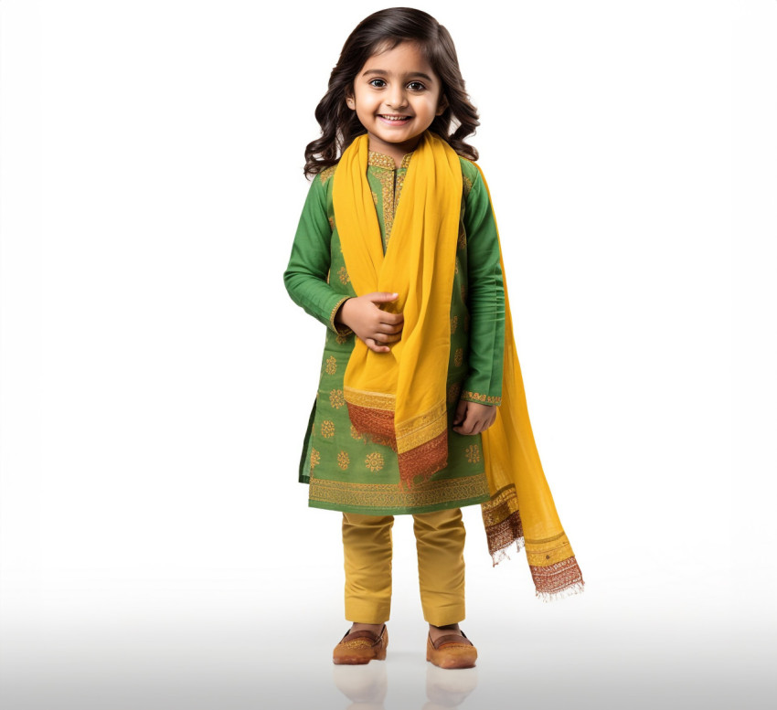 Indian female preschooler on white background Indian female preschooler on white background