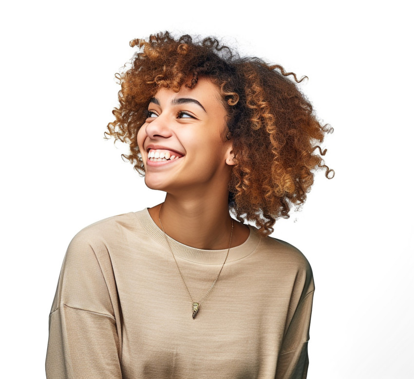 Smiling high school girl in white background Smiling high school girl in white background