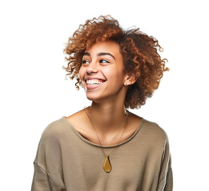 Smiling high school girl in white background Smiling high school girl in white background