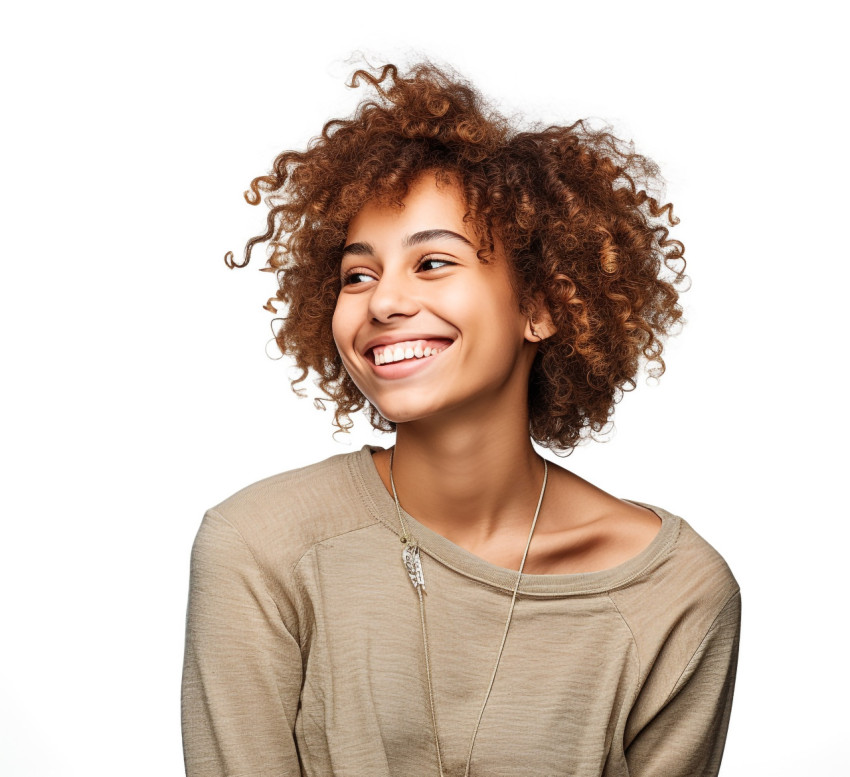 Smiling high school girl in white background Smiling high school girl in white background