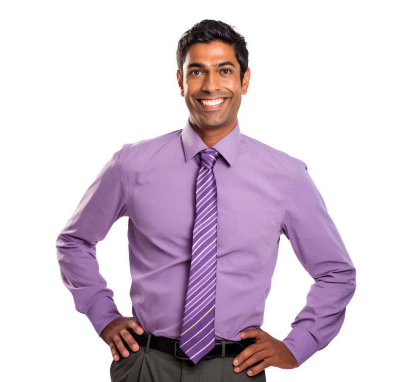 Indian male elementary school teacher smiling on white Indian male elementary school teacher smiling on white