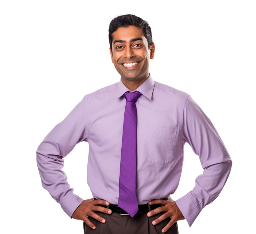 Indian male elementary school teacher smiling on white Indian male elementary school teacher smiling on white