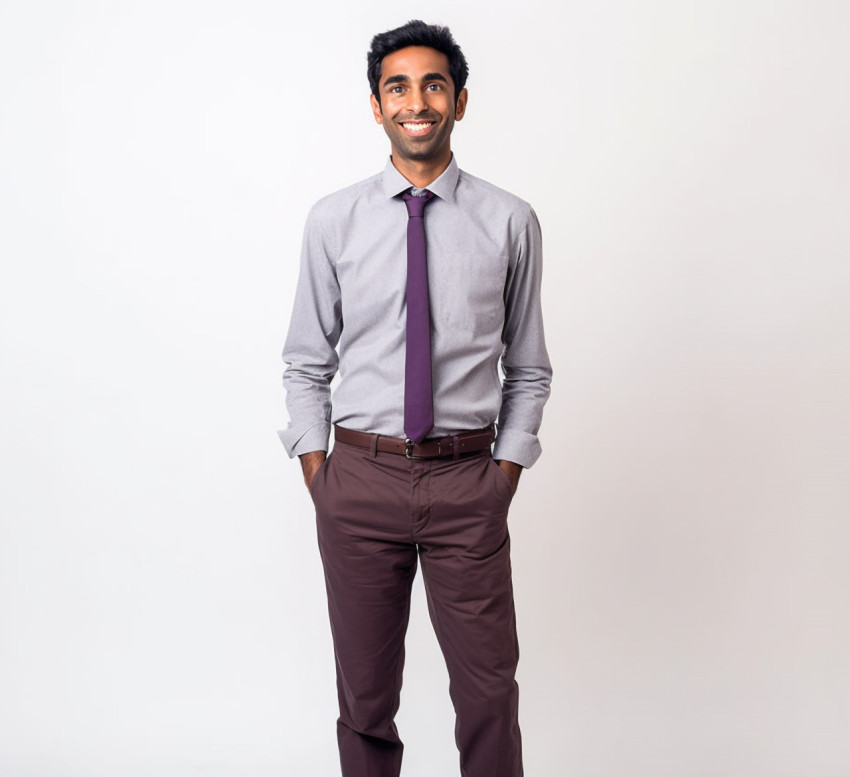 Smiling Indian male kindergarten teacher on white background Smiling Indian male kindergarten teacher on white background