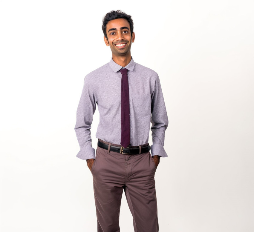 Smiling Indian male kindergarten teacher on white background Smiling Indian male kindergarten teacher on white background