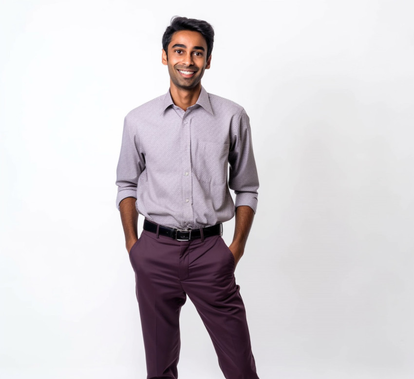 Smiling Indian male kindergarten teacher on white background Smiling Indian male kindergarten teacher on white background