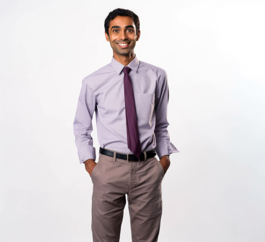 Smiling Indian male kindergarten teacher on white background Smiling Indian male kindergarten teacher on white background