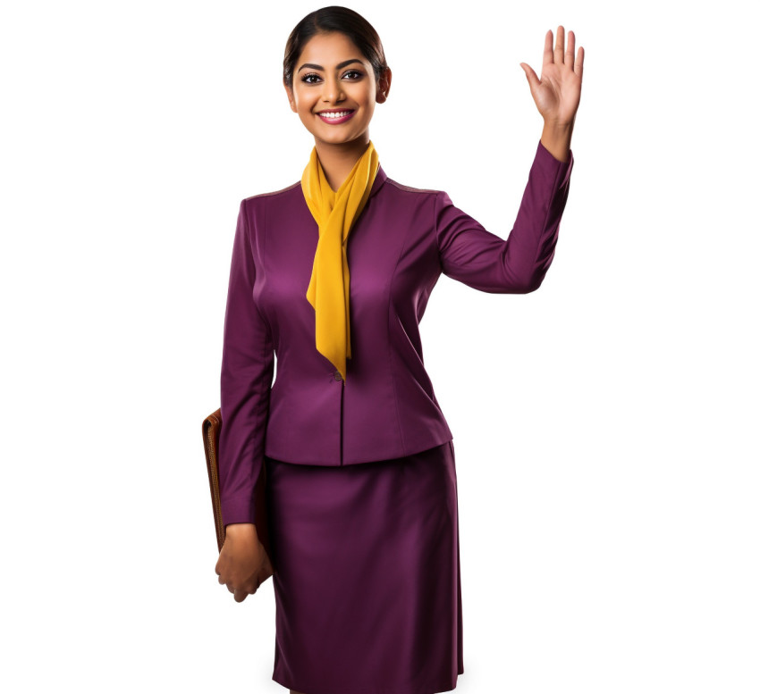 Indian woman concierge in white background