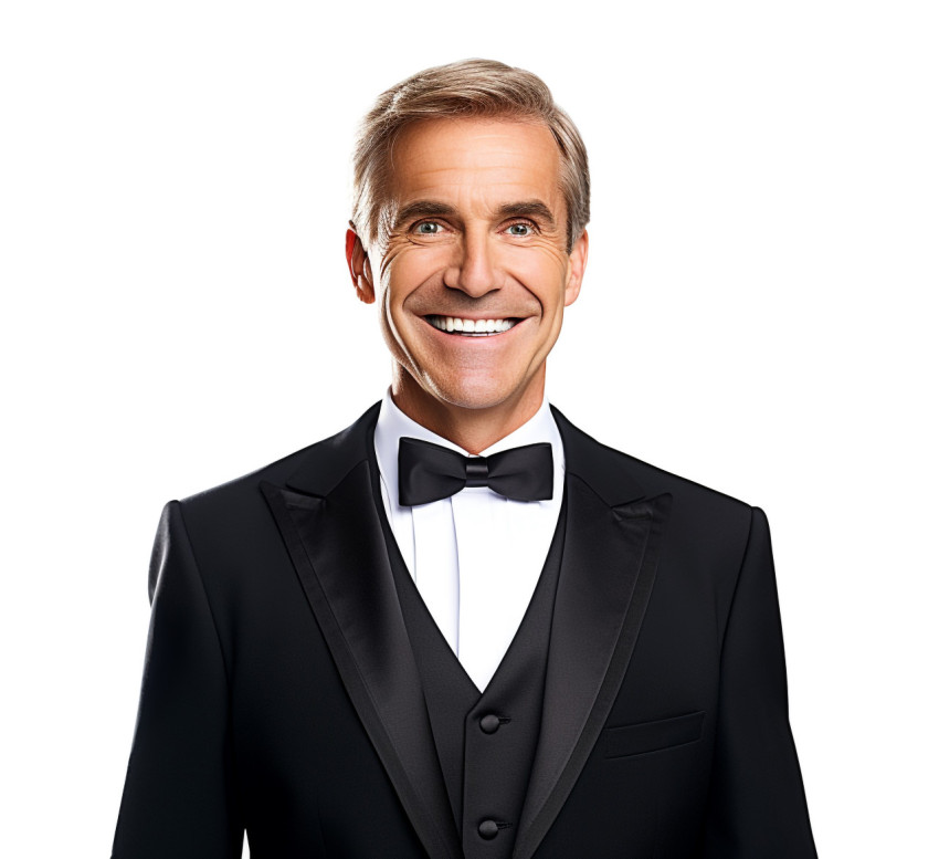Concierge man smiling on white background Concierge man smiling on white background