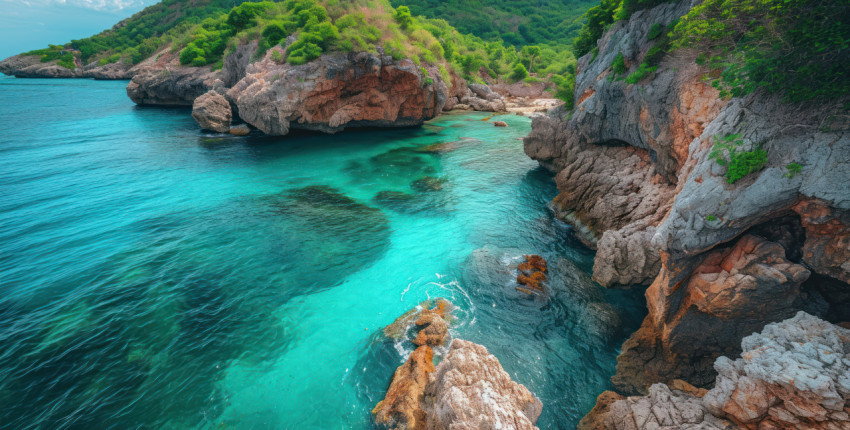 Rocky area near beautiful blue water Rocky area near beautiful blue water
