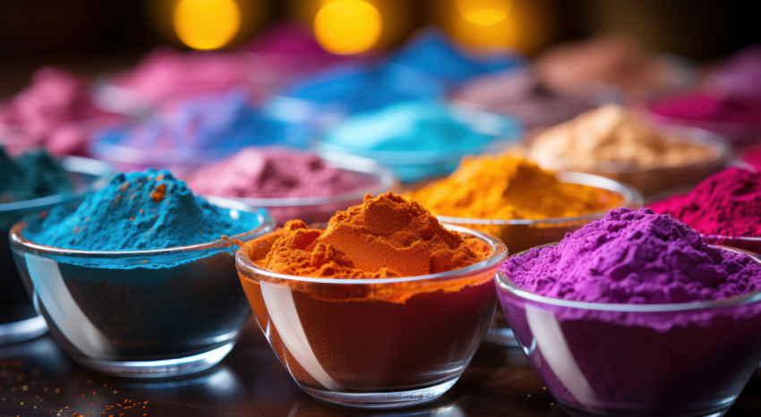 Color burst cup assorted powders in vibrant display Color burst cup assorted powders in vibrant display