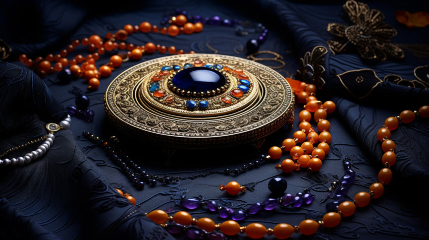 A colorful rangoli with two beads by the side A colorful rangoli with two beads by the side, raksha bandhan stock photo, raksha bandhan vector illustration, raksha bandhan ai generator