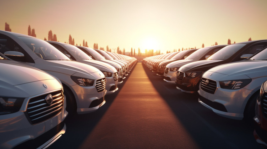 An image of many cars waiting for their day of delivery An image of many cars waiting for their day of delivery, assembly line car production, assembly line car manufacturing