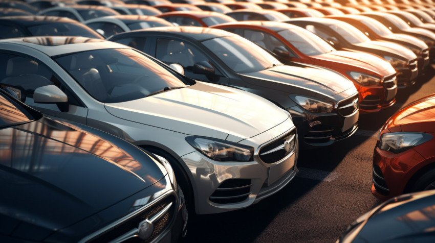 Lineup of cars ready for delivery Lineup of cars ready for delivery, assembly line car production, assembly line car manufacturing