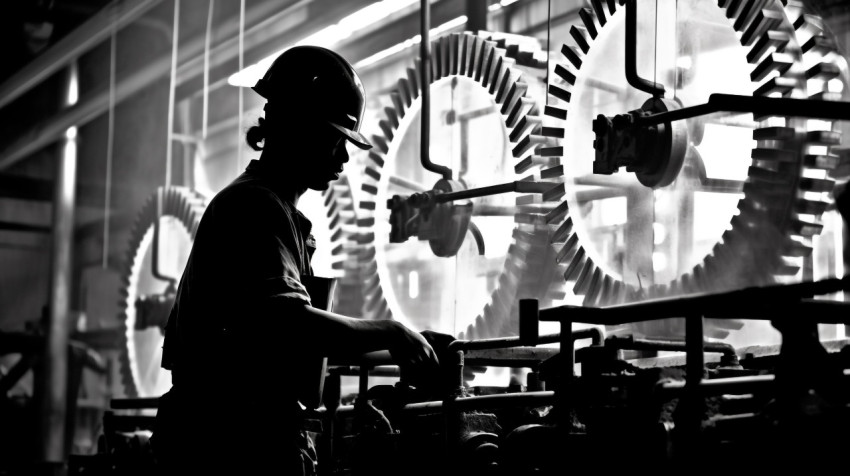 Worker in the Shadows of Industry Worker in the Shadows of Industry