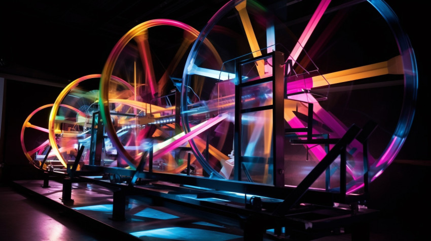 A long exposure of a machine in motion the machine A long exposure of a machine in motion the machine, industrial machinery stock images ai, midjourney prompt ideas