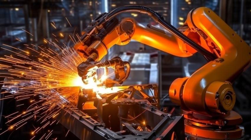 The robot arm moves with precision The robot arm moves with precision, industrial machinery stock images ai, midjourney prompt ideas
