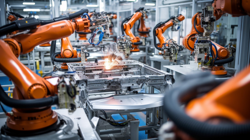 Assembly Line Robots Assembling Cars Assembly Line Robots Assembling Cars