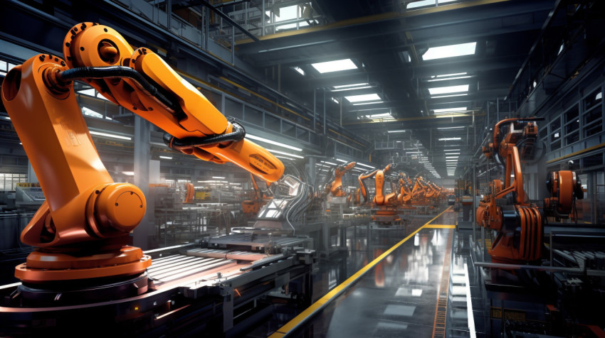 Robot Arm Blurs Production Line Robot Arm Blurs Production Line