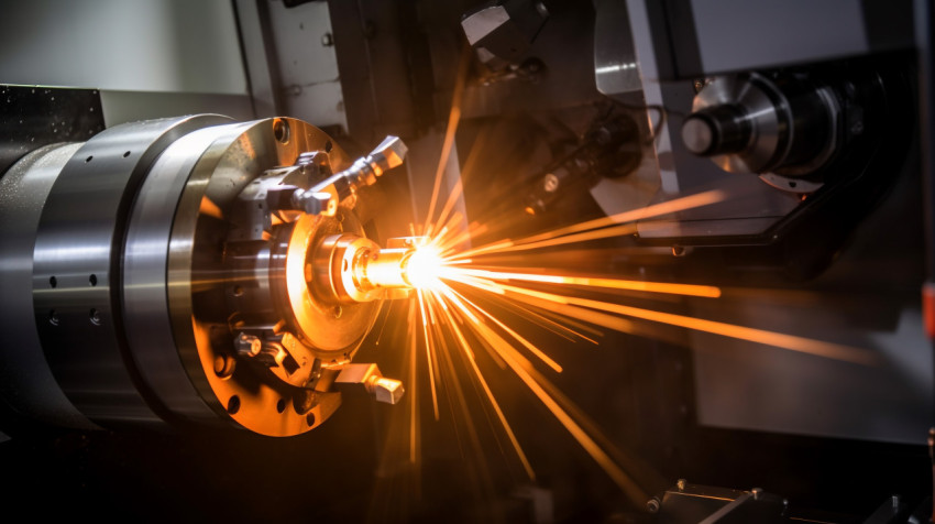 Cnc turning machine cutting metal workpiece Cnc turning machine cutting metal workpiece, industrial machinery stock images ai, midjourney prompt ideas