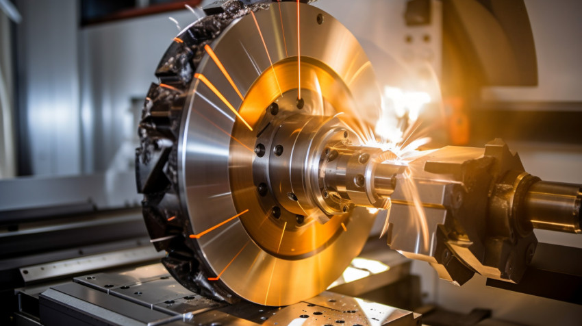 Close-up of cnc turning machine tool Close-up of cnc turning machine tool, industrial machinery stock images ai, midjourney prompt ideas