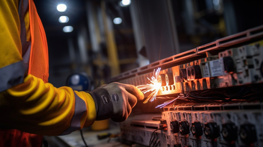 Close-up of worker's hands operating control panel Close-up of worker's hands operating control panel, industrial machinery stock images ai, midjourney prompt ideas
