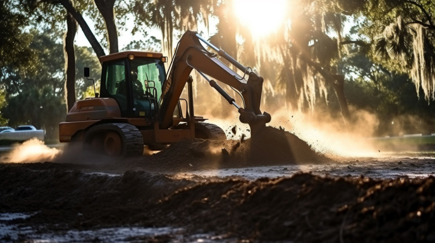 Heavy machinery at work Heavy machinery at work, industrial machinery stock images ai, midjourney prompt ideas