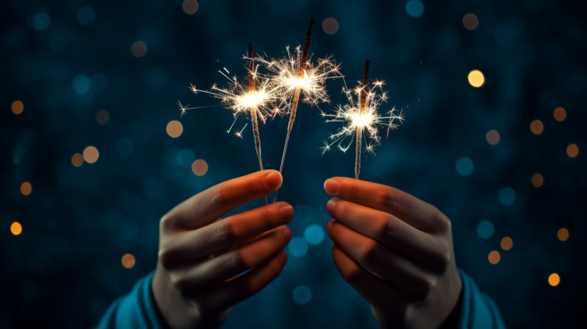 A person holding two sparklers in their hands A person holding two sparklers in their hands, diwali festival stock image, diwali festival ai prompt